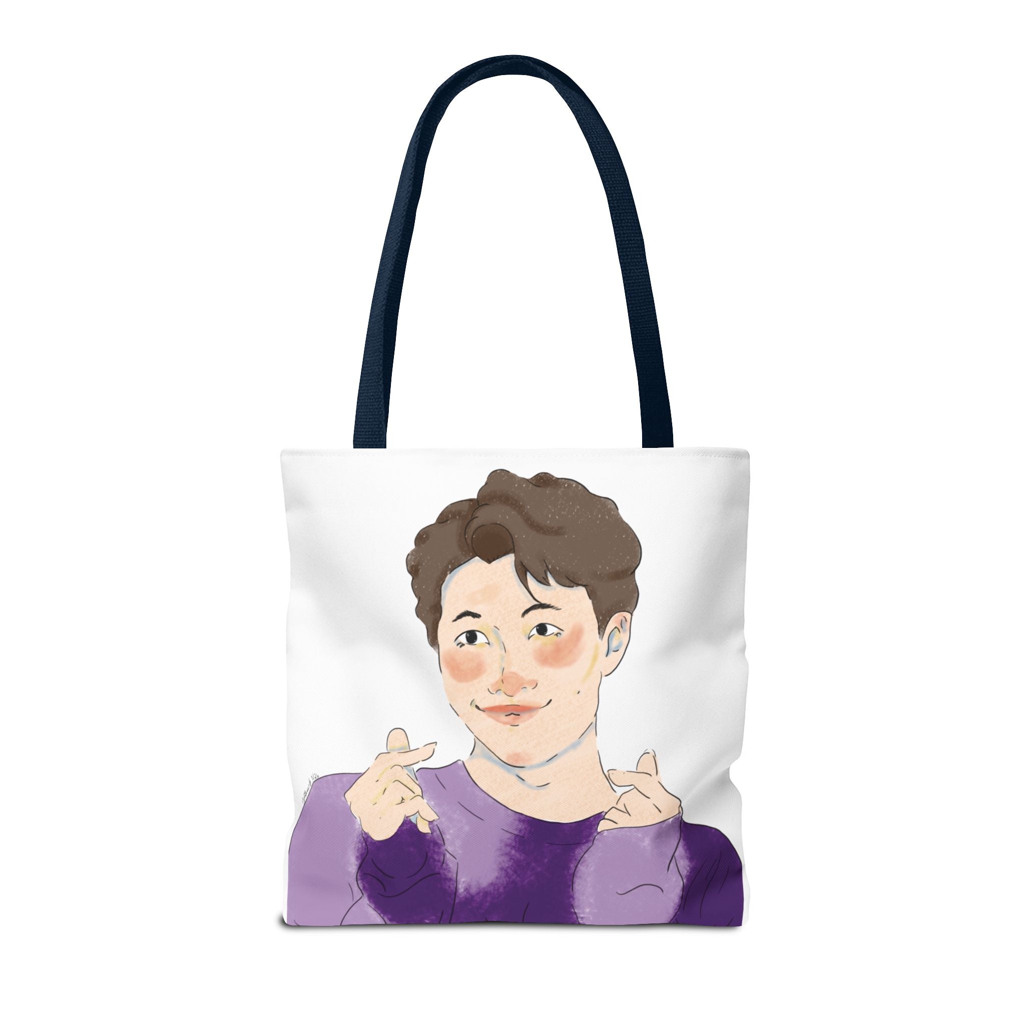 Namjoon Hand-Heart Portrait Tote Bag — Illustrated K-Drama Style Fan Tote