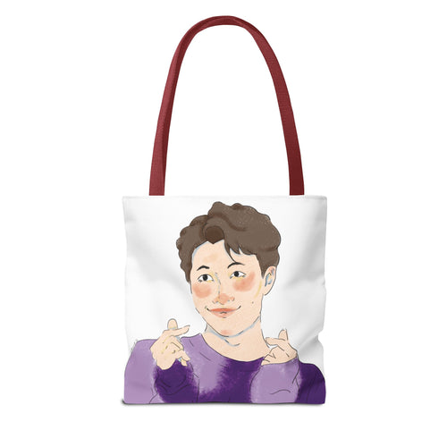Namjoon Hand-Heart Portrait Tote Bag — Illustrated K-Drama Style Fan Tote