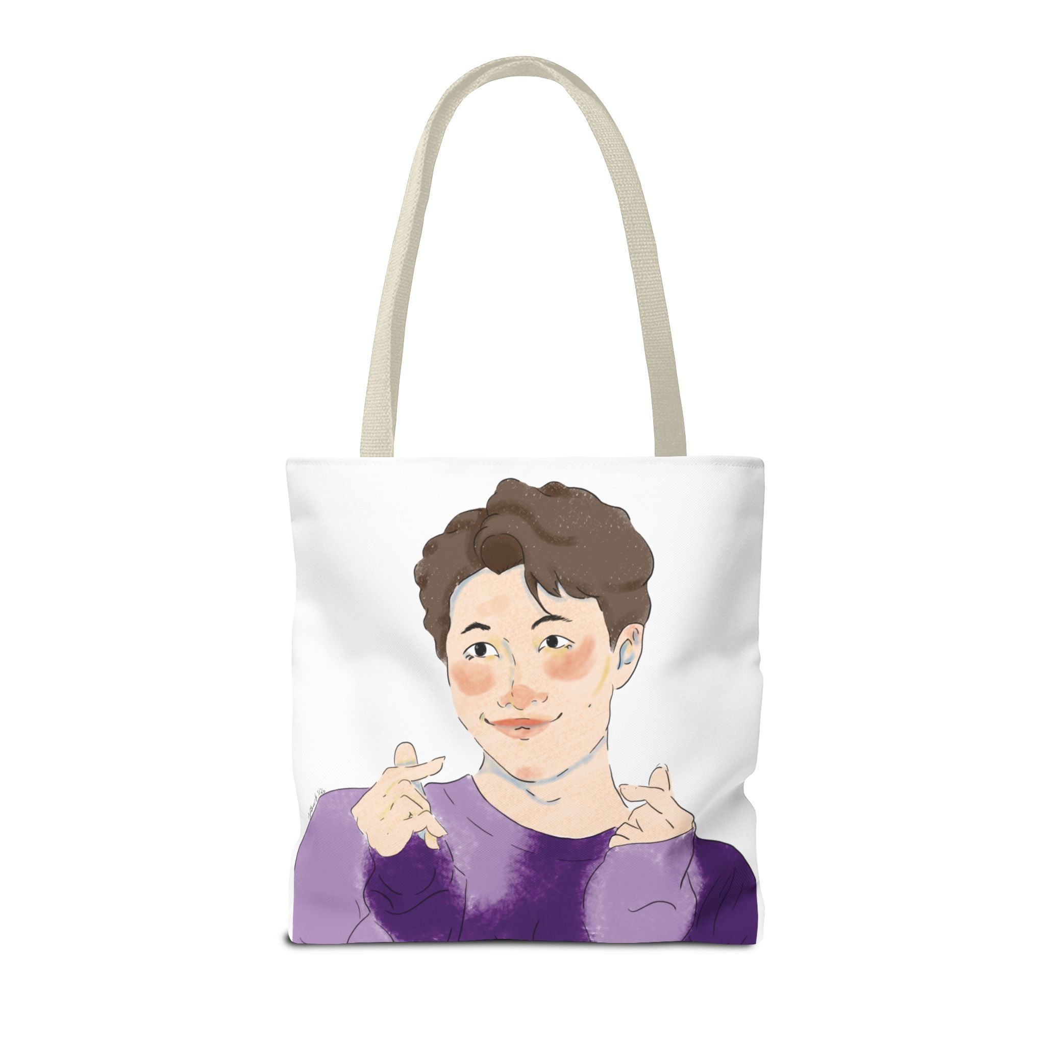 Namjoon Hand-Heart Portrait Tote Bag — Illustrated K-Drama Style Fan Tote