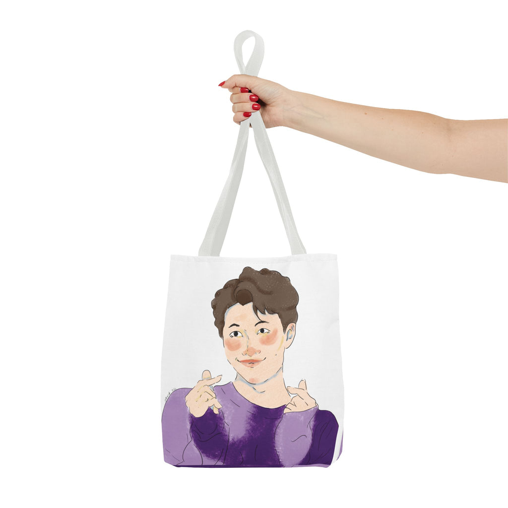 Namjoon Hand-Heart Portrait Tote Bag — Illustrated K-Drama Style Fan Tote