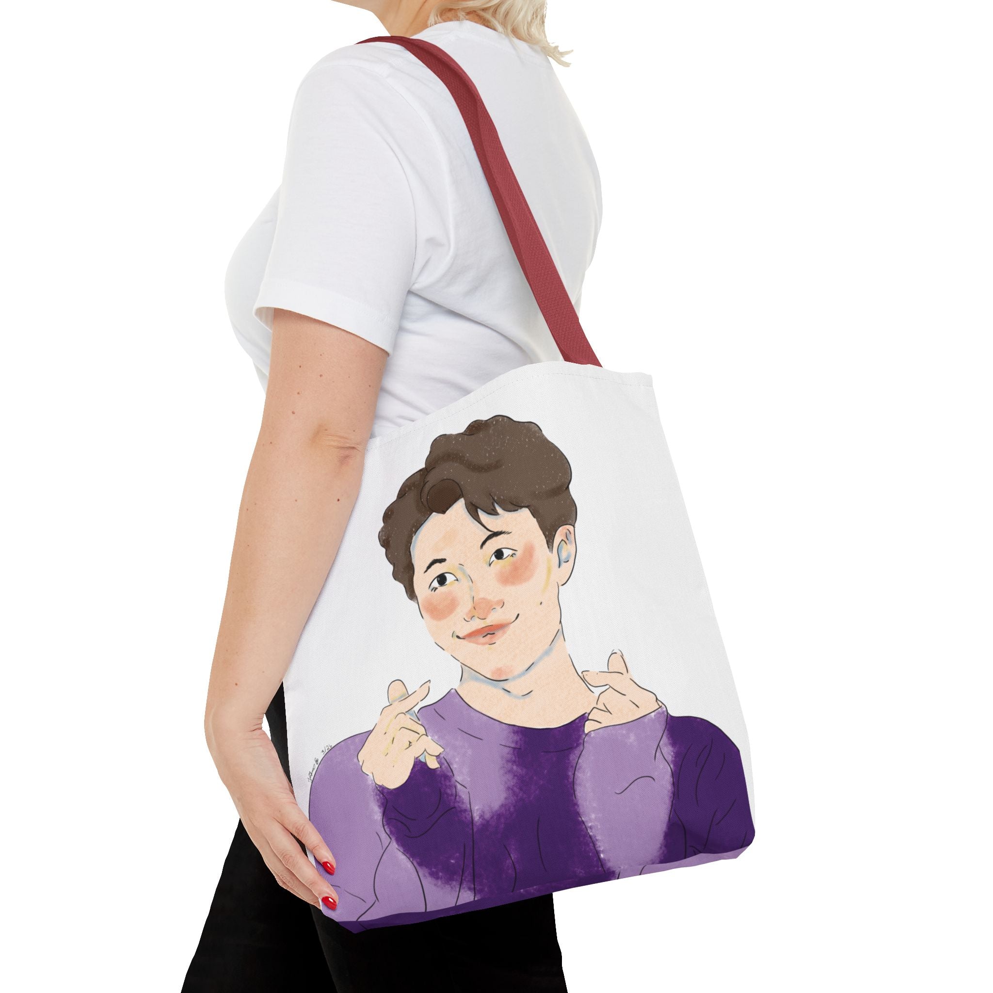 Namjoon Hand-Heart Portrait Tote Bag — Illustrated K-Drama Style Fan Tote