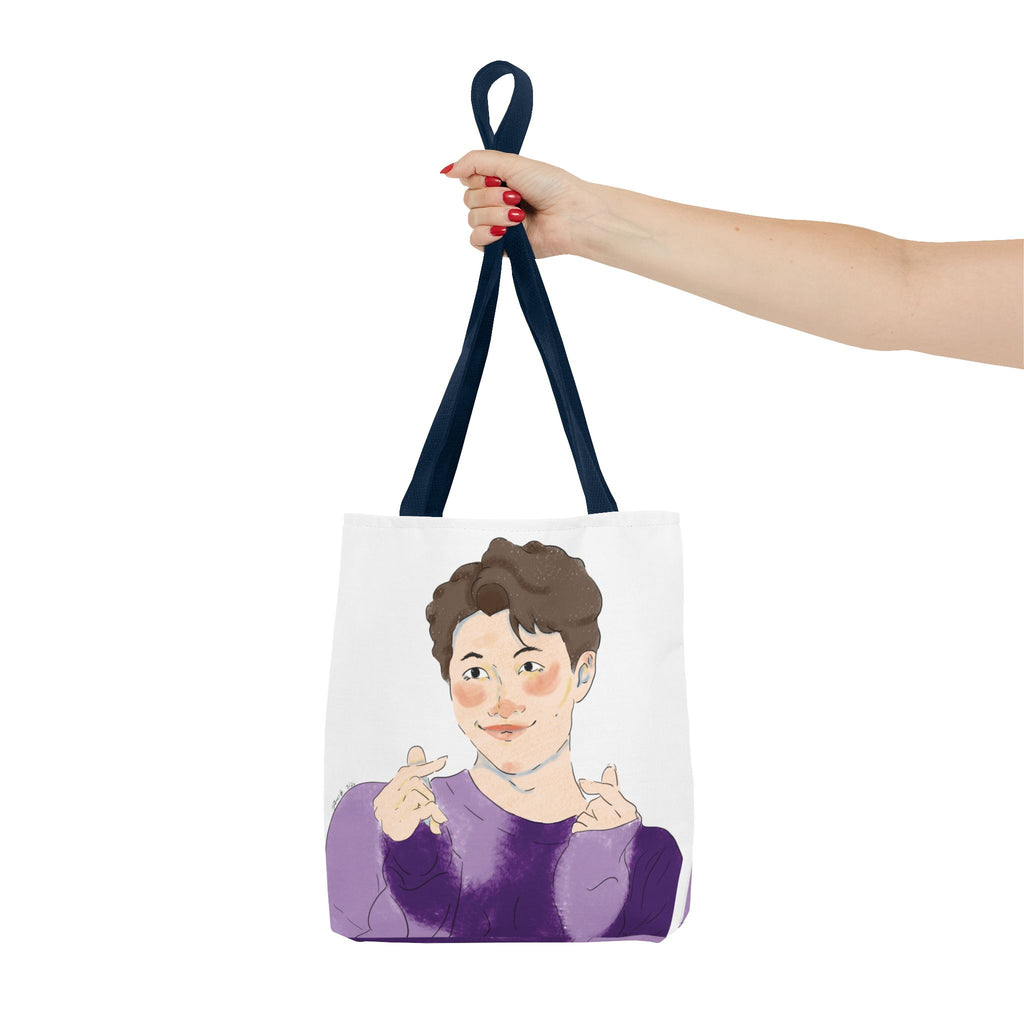 Namjoon Hand-Heart Portrait Tote Bag — Illustrated K-Drama Style Fan Tote