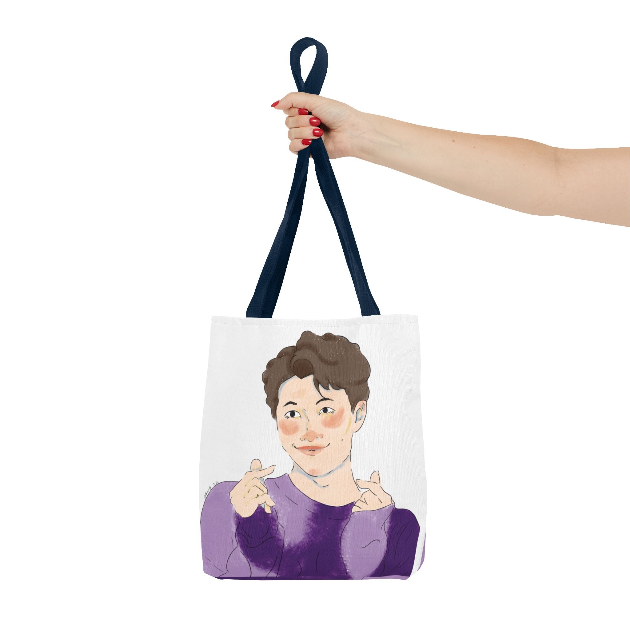 Namjoon Hand-Heart Portrait Tote Bag — Illustrated K-Drama Style Fan Tote
