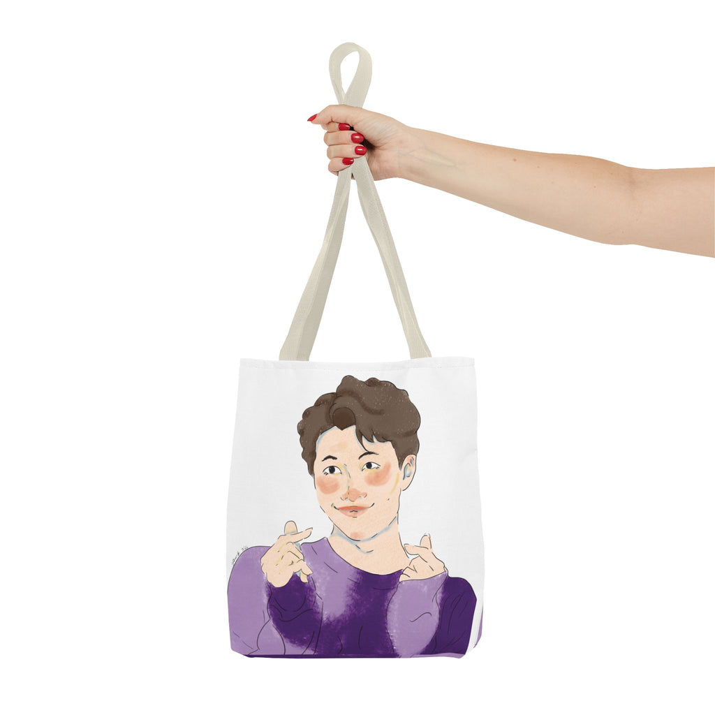 Namjoon Hand-Heart Portrait Tote Bag — Illustrated K-Drama Style Fan Tote