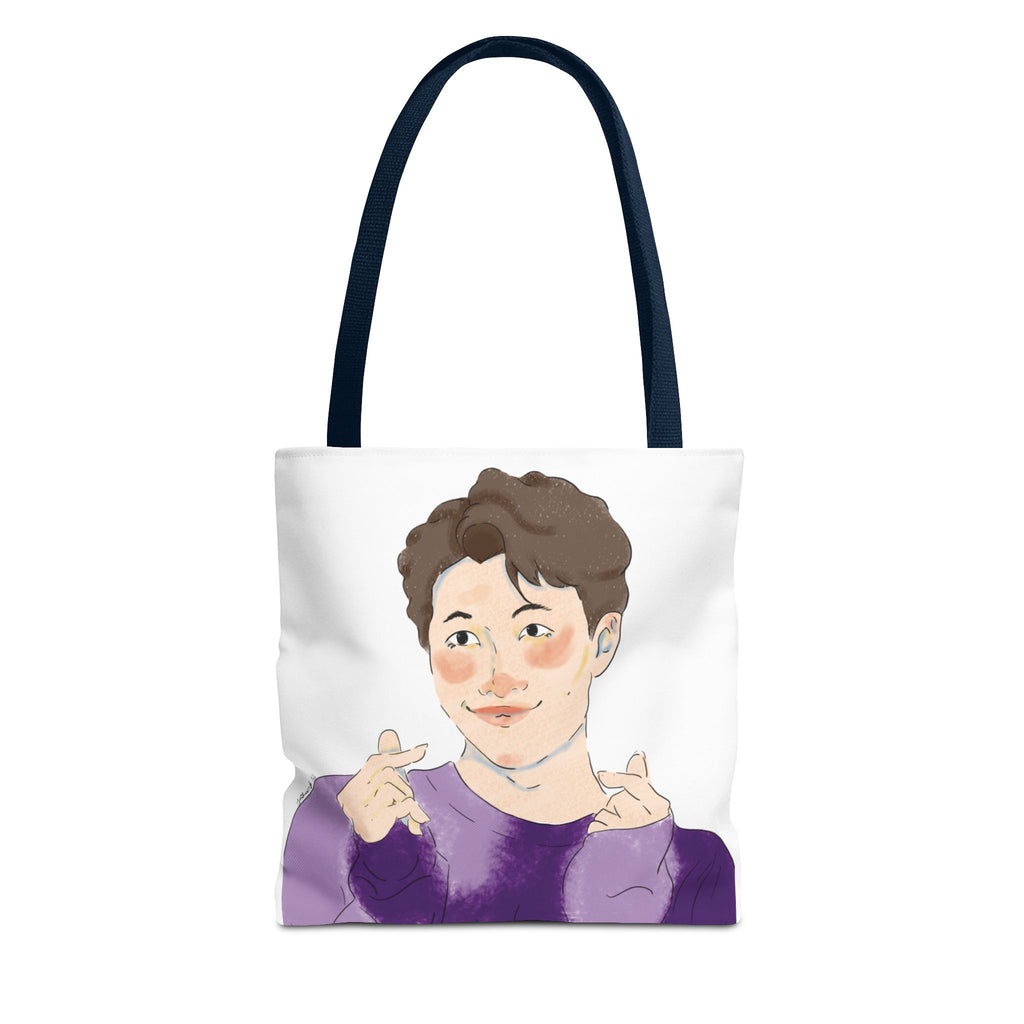 Namjoon Hand-Heart Portrait Tote Bag — Illustrated K-Drama Style Fan Tote