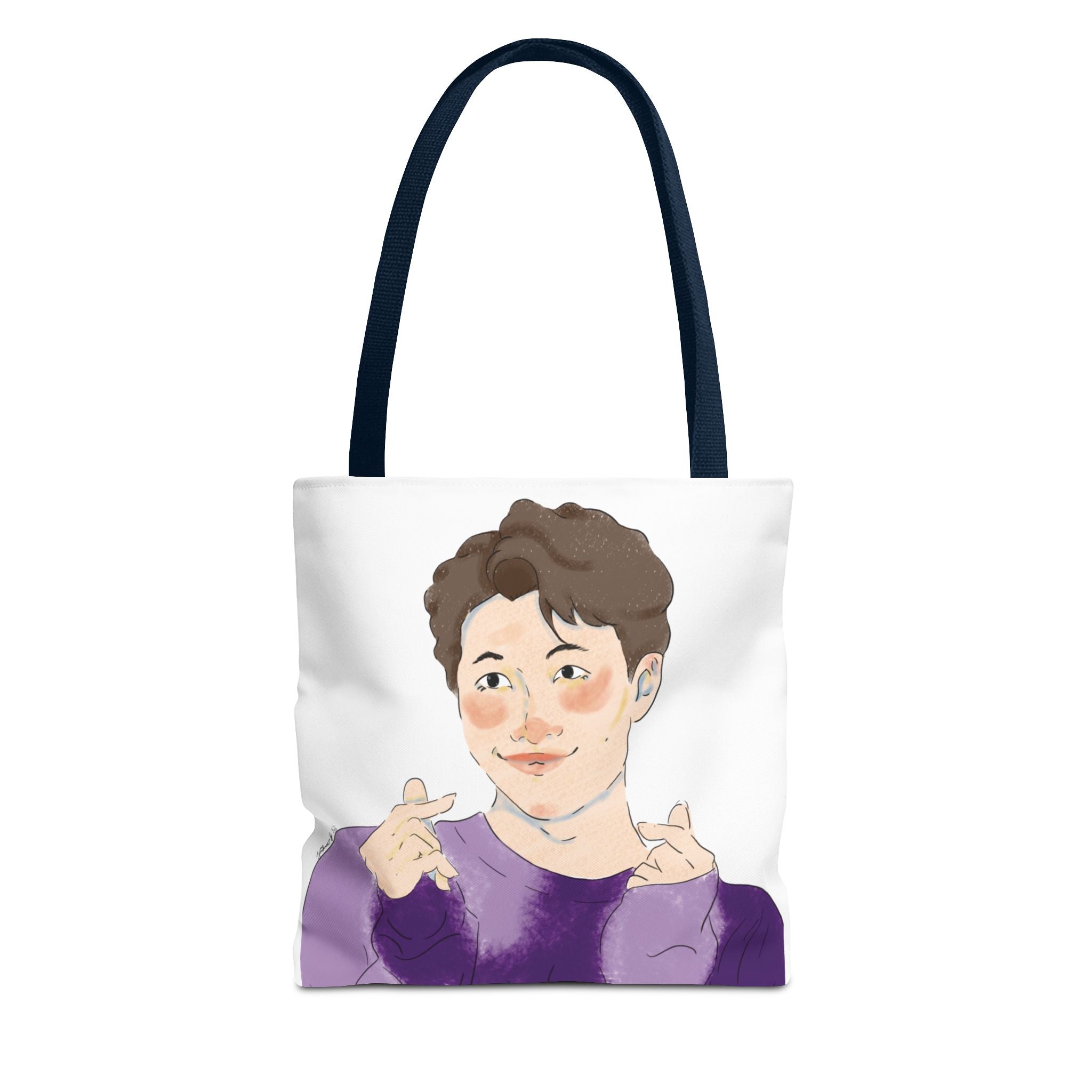 Namjoon Hand-Heart Portrait Tote Bag — Illustrated K-Drama Style Fan Tote
