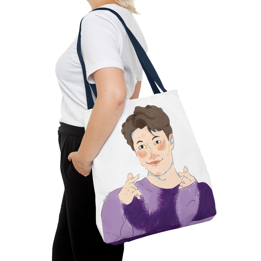 Namjoon Hand-Heart Portrait Tote Bag — Illustrated K-Drama Style Fan Tote