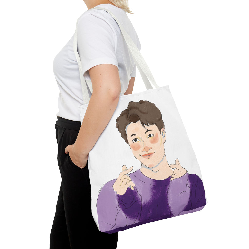 Namjoon Hand-Heart Portrait Tote Bag — Illustrated K-Drama Style Fan Tote