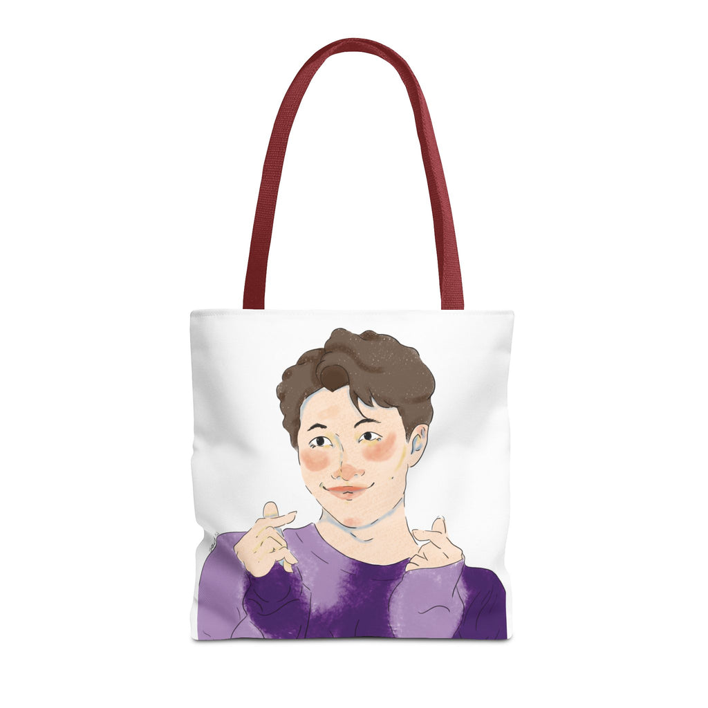 Namjoon Hand-Heart Portrait Tote Bag — Illustrated K-Drama Style Fan Tote