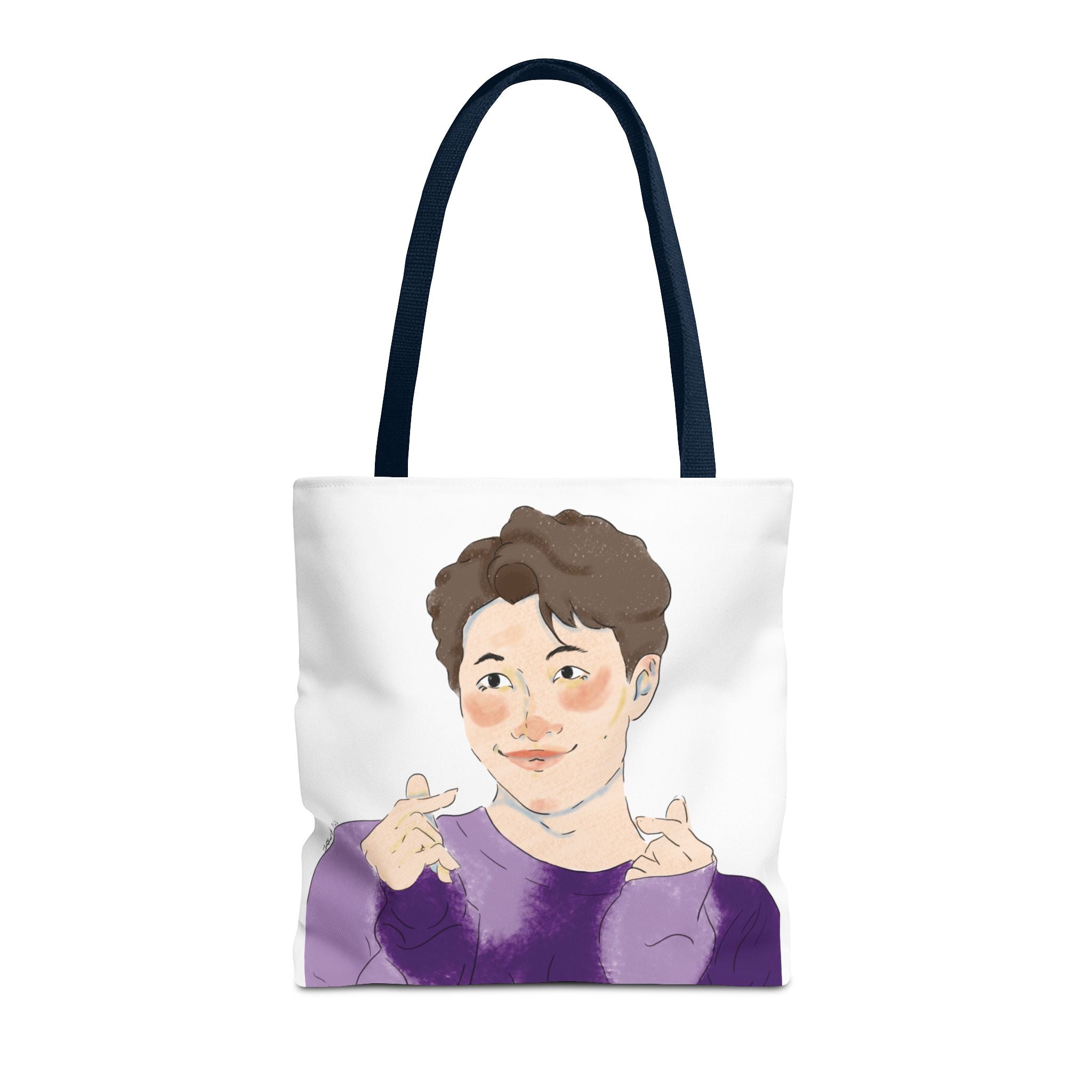 Namjoon Hand-Heart Portrait Tote Bag — Illustrated K-Drama Style Fan Tote