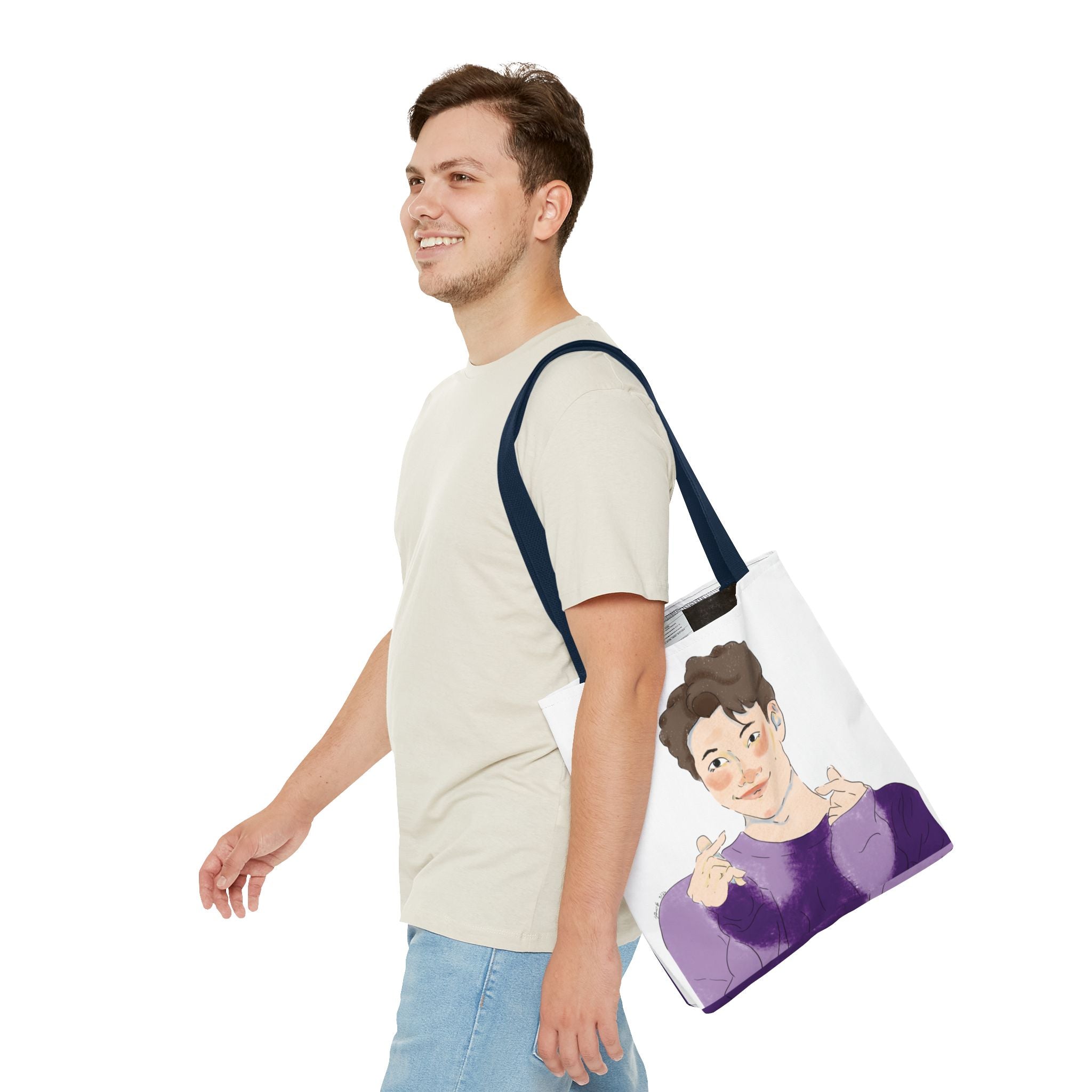 Namjoon Hand-Heart Portrait Tote Bag — Illustrated K-Drama Style Fan Tote