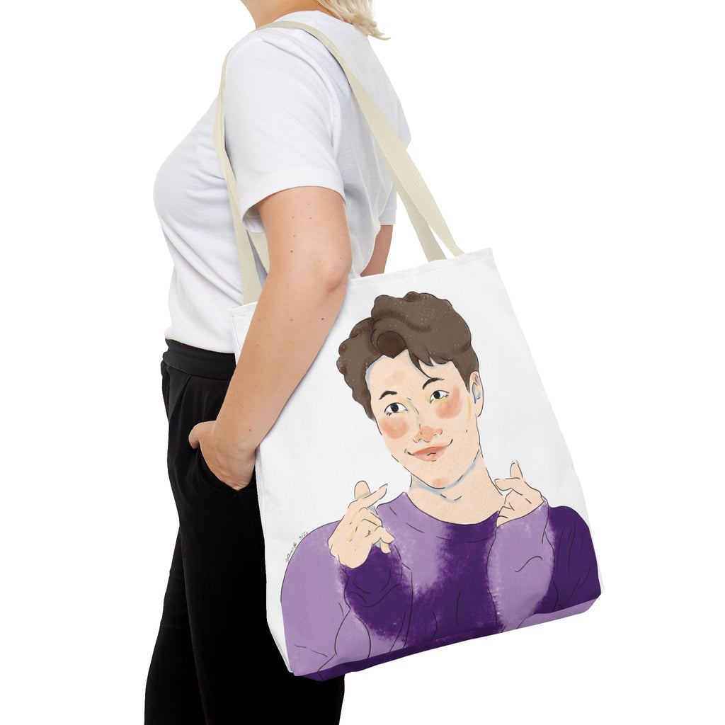 Namjoon Hand-Heart Portrait Tote Bag — Illustrated K-Drama Style Fan Tote