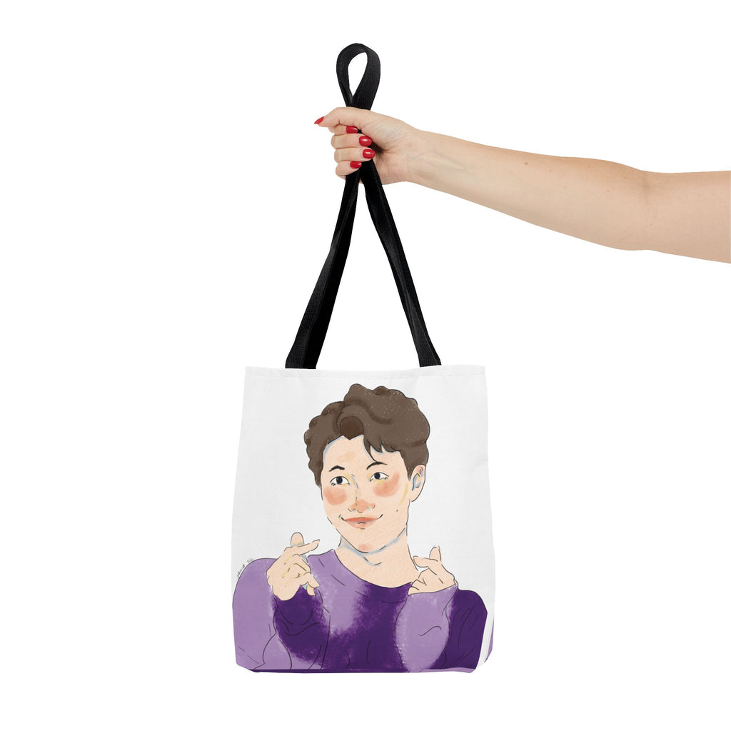 Namjoon Hand-Heart Portrait Tote Bag — Illustrated K-Drama Style Fan Tote