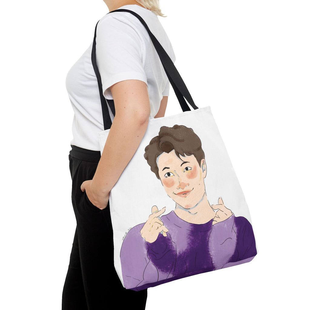 Namjoon Hand-Heart Portrait Tote Bag — Illustrated K-Drama Style Fan Tote