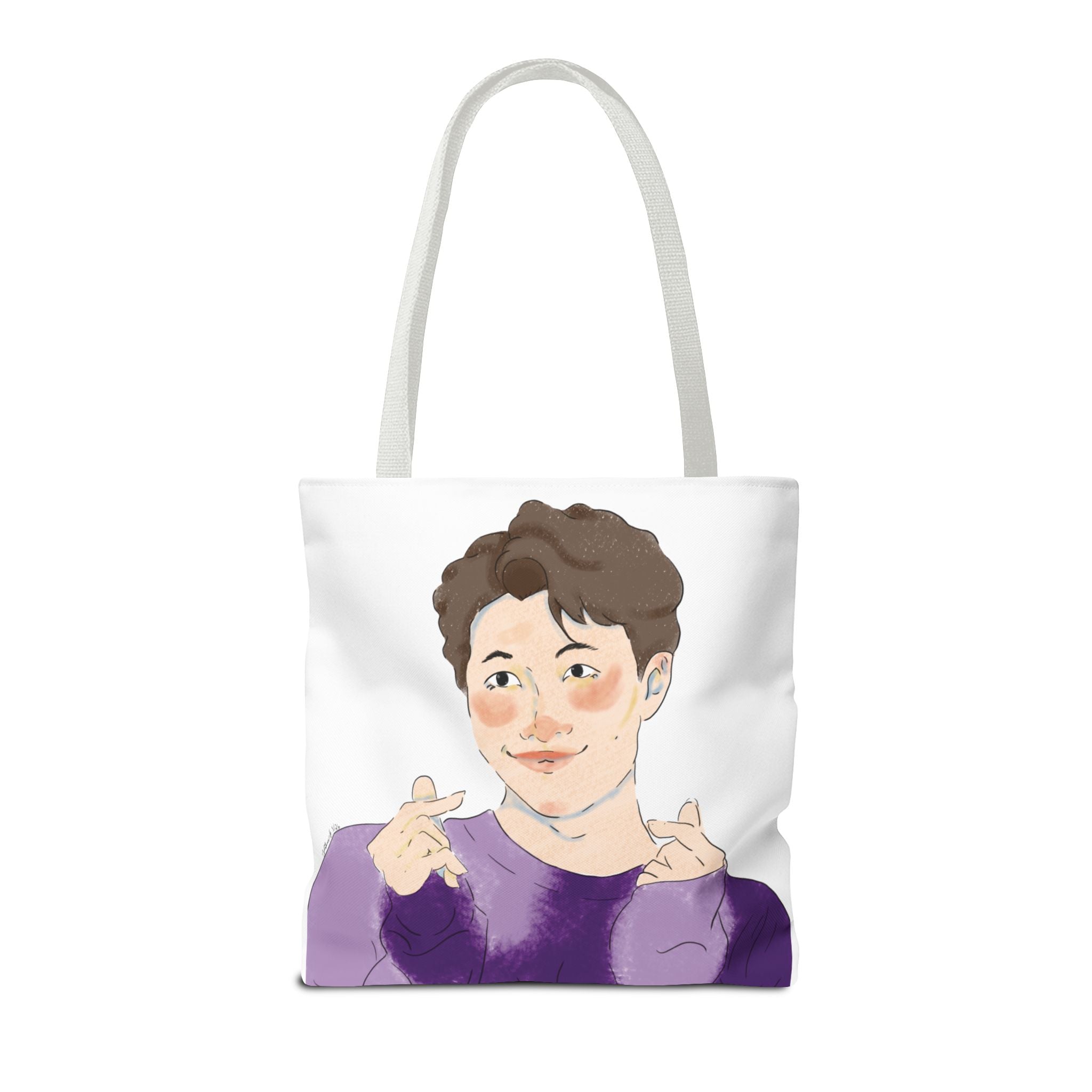 Namjoon Hand-Heart Portrait Tote Bag — Illustrated K-Drama Style Fan Tote