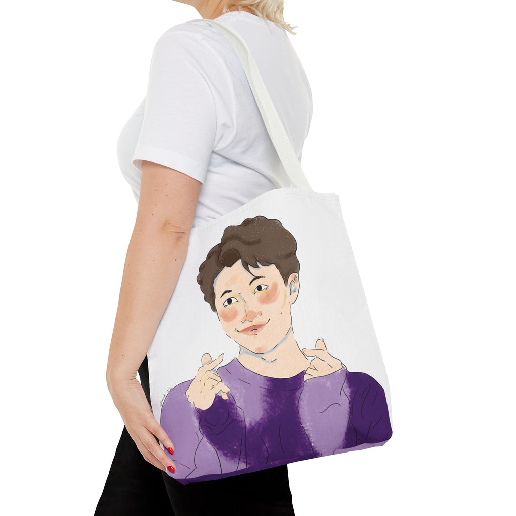 Namjoon Hand-Heart Portrait Tote Bag — Illustrated K-Drama Style Fan Tote