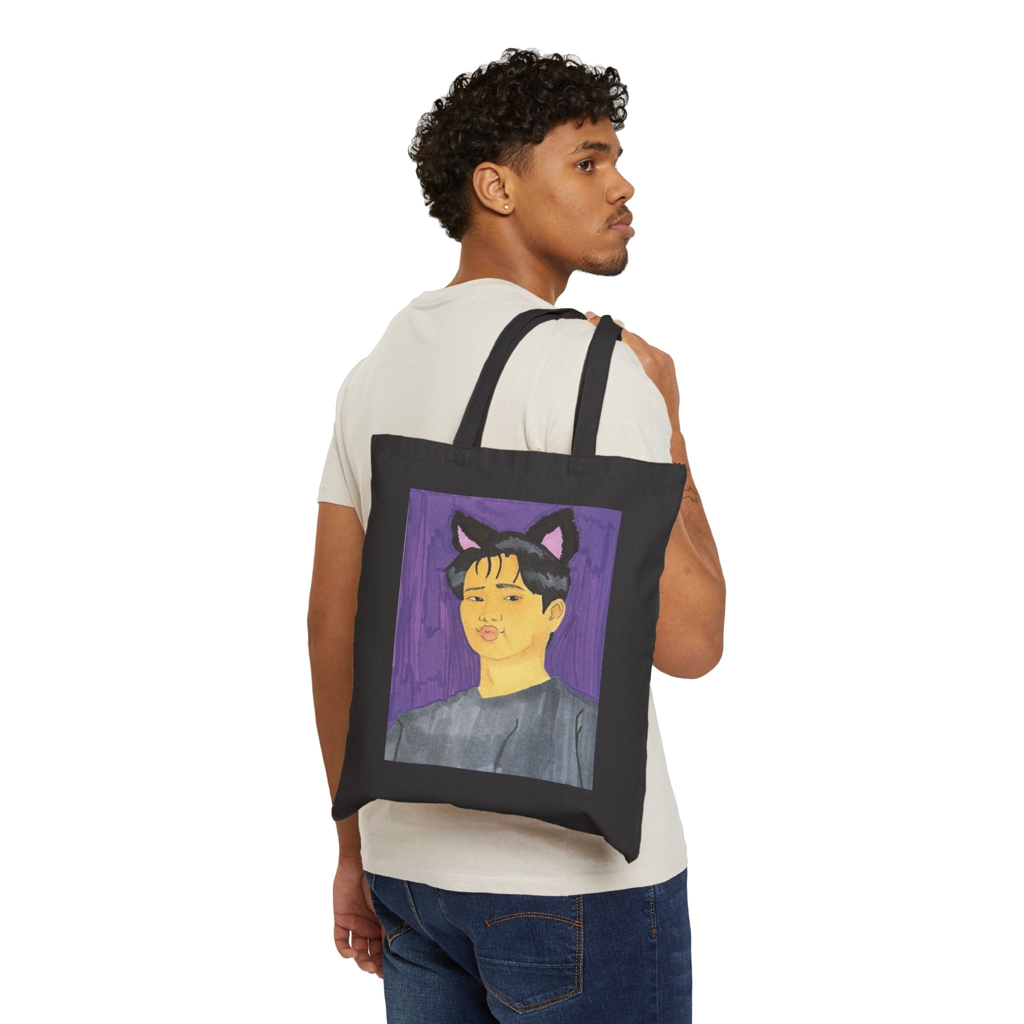 Cute San Cat-Ears Cotton Canvas Tote
