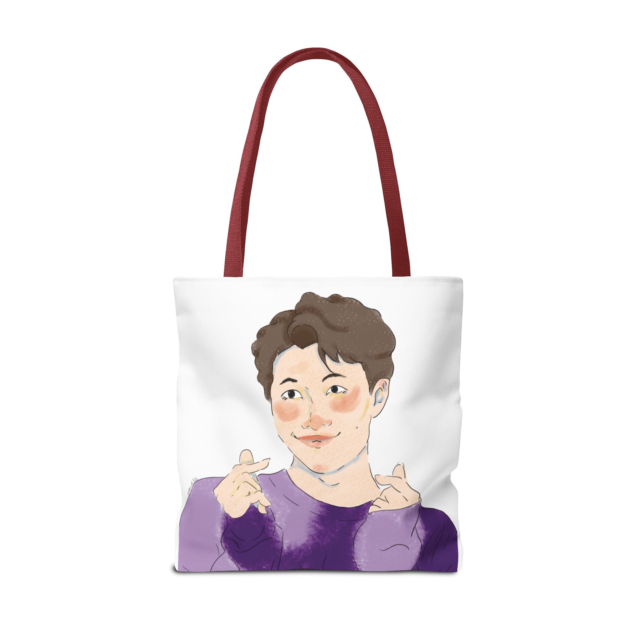 Namjoon Hand-Heart Portrait Tote Bag — Illustrated K-Drama Style Fan Tote
