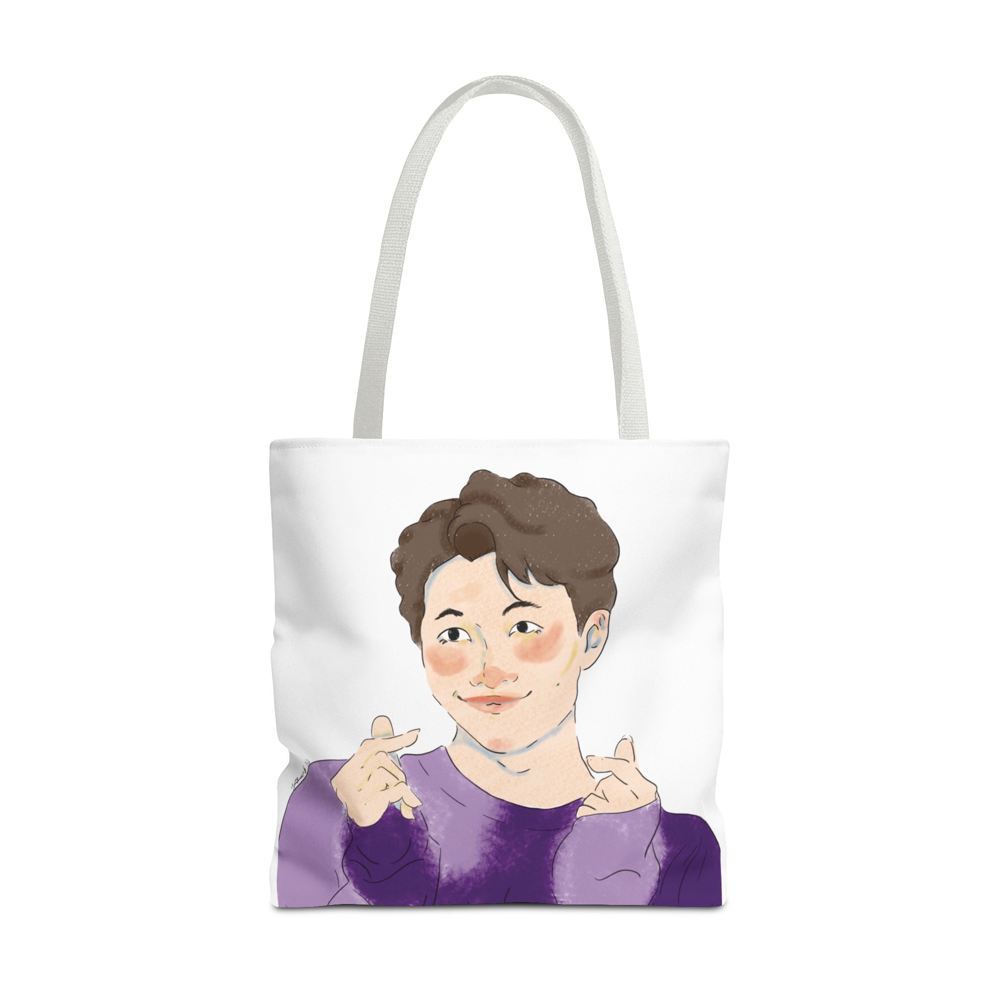 Namjoon Hand-Heart Portrait Tote Bag — Illustrated K-Drama Style Fan Tote