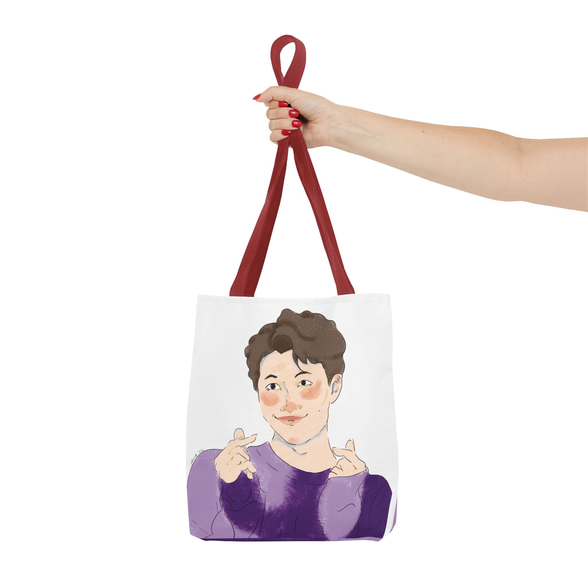 Namjoon Hand-Heart Portrait Tote Bag — Illustrated K-Drama Style Fan Tote