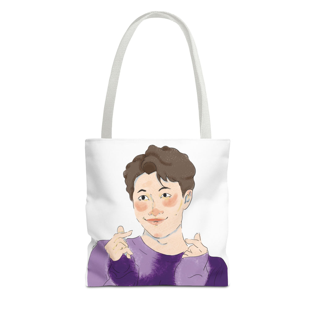 Namjoon Hand-Heart Portrait Tote Bag — Illustrated K-Drama Style Fan Tote