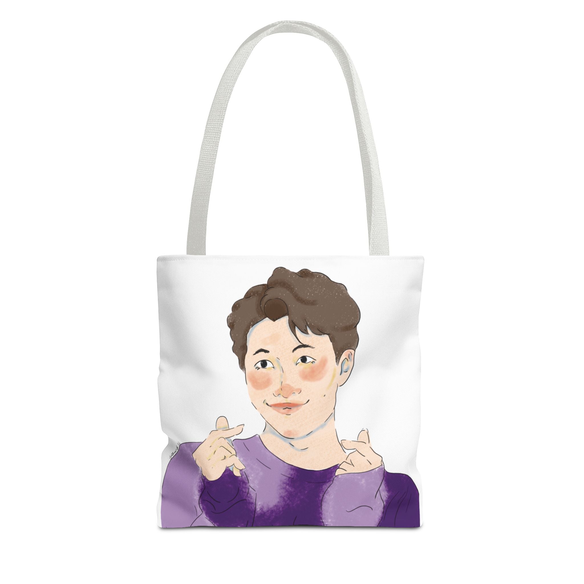 Namjoon Hand-Heart Portrait Tote Bag — Illustrated K-Drama Style Fan Tote