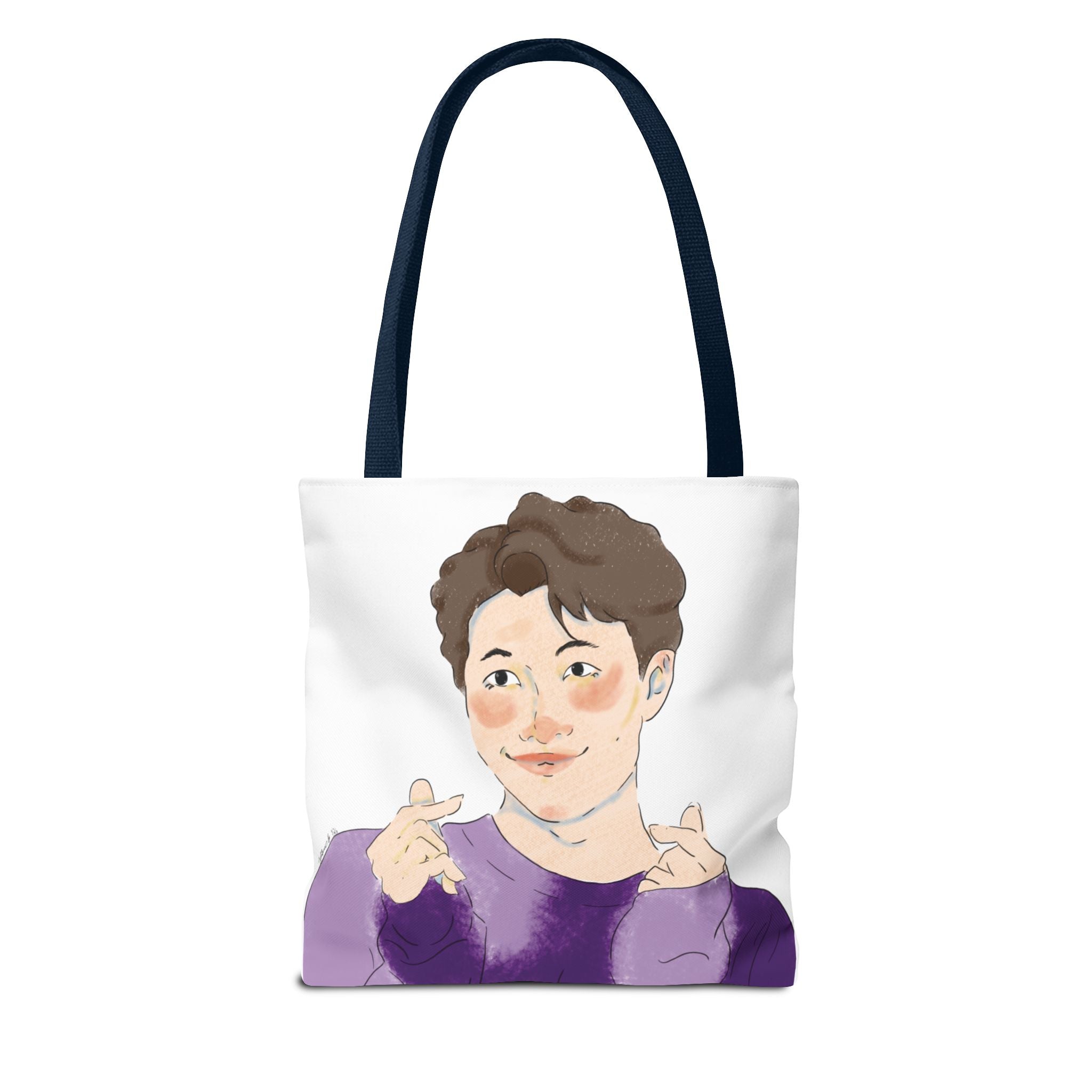 Namjoon Hand-Heart Portrait Tote Bag — Illustrated K-Drama Style Fan Tote