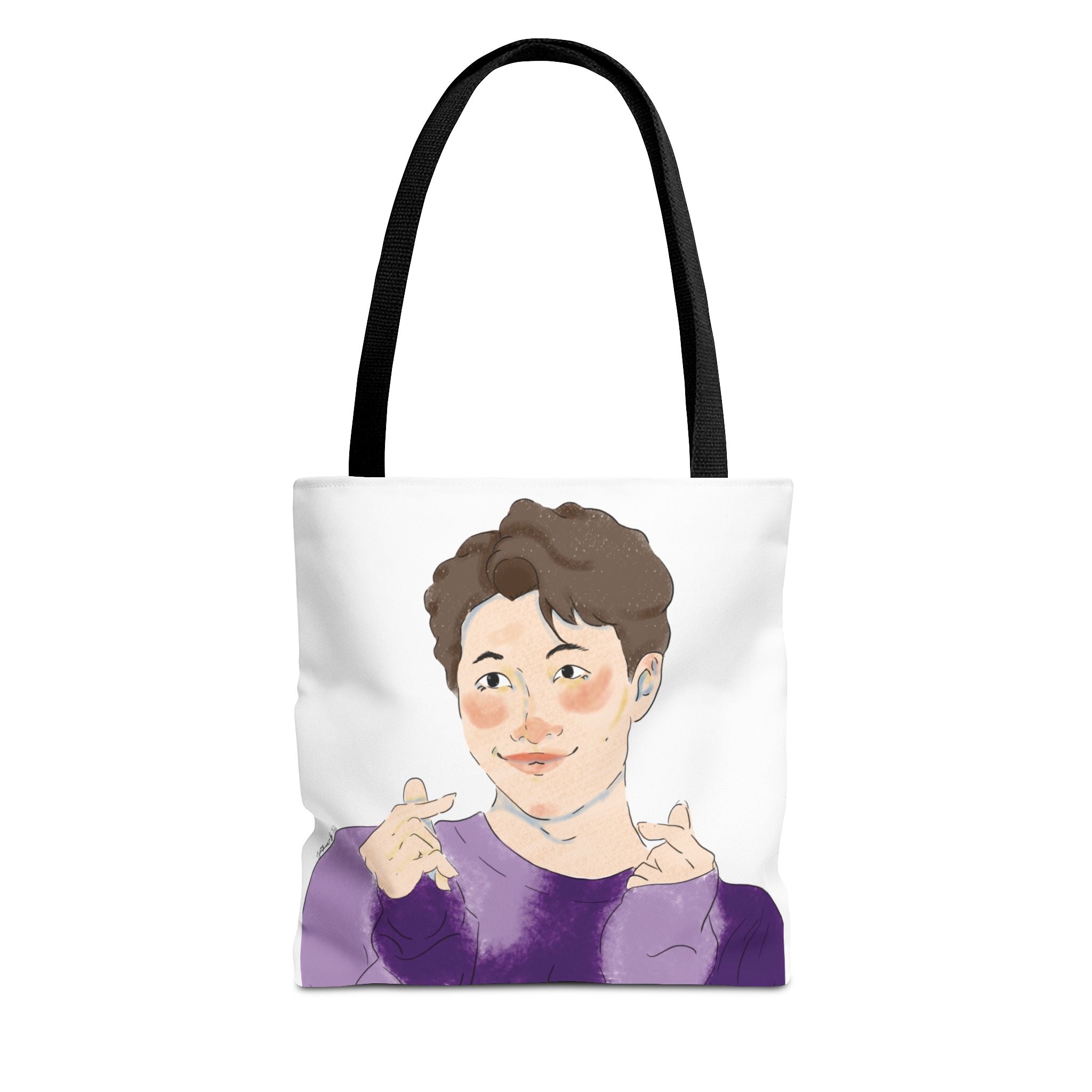 Namjoon Hand-Heart Portrait Tote Bag — Illustrated K-Drama Style Fan Tote