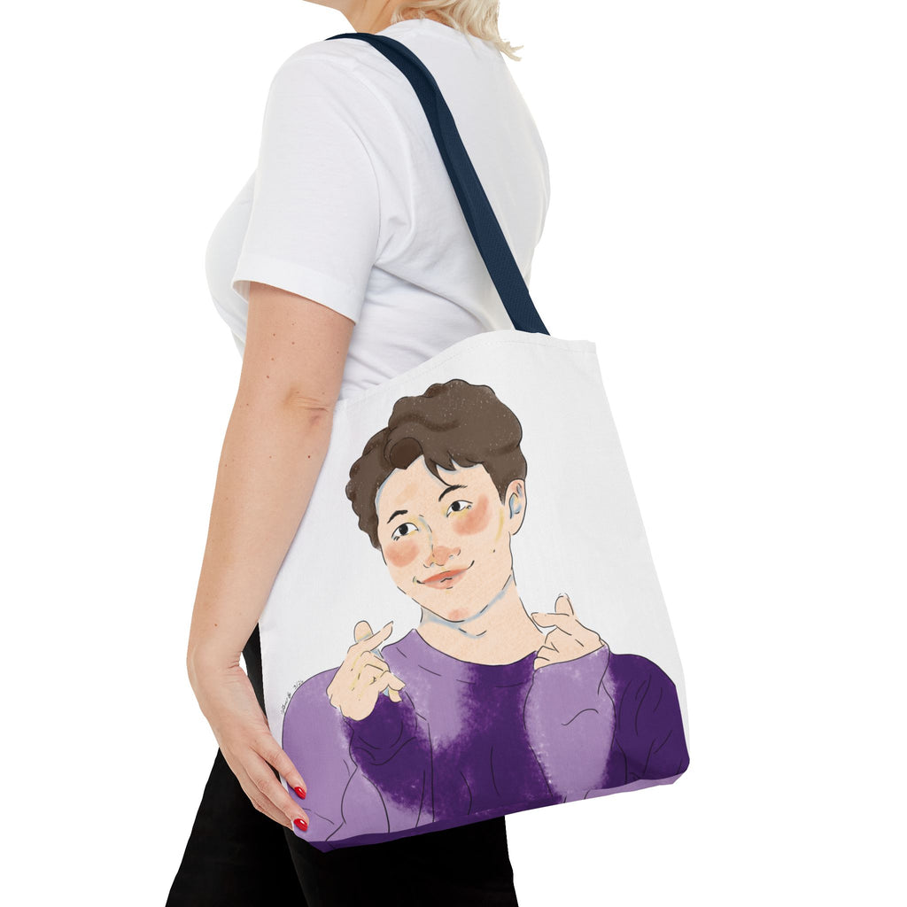 Namjoon Hand-Heart Portrait Tote Bag — Illustrated K-Drama Style Fan Tote