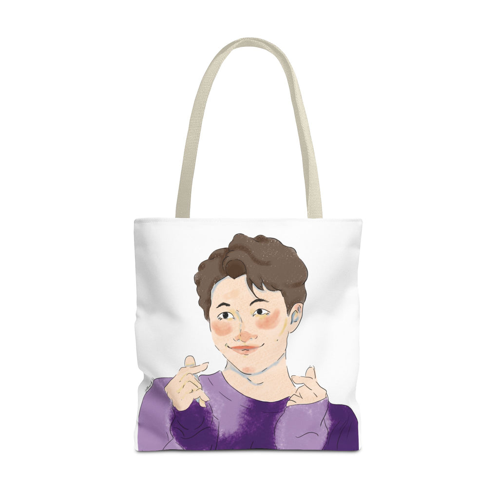 Namjoon Hand-Heart Portrait Tote Bag — Illustrated K-Drama Style Fan Tote