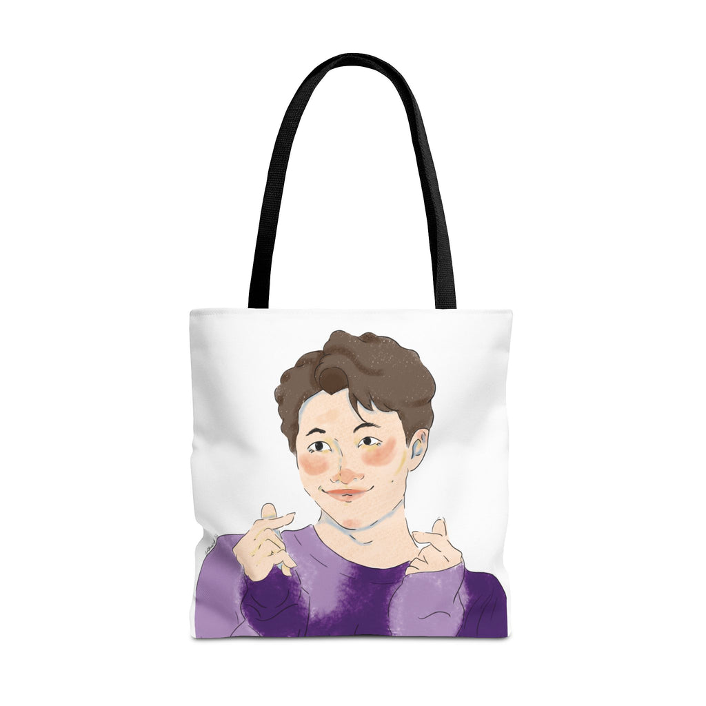 Namjoon Hand-Heart Portrait Tote Bag — Illustrated K-Drama Style Fan Tote