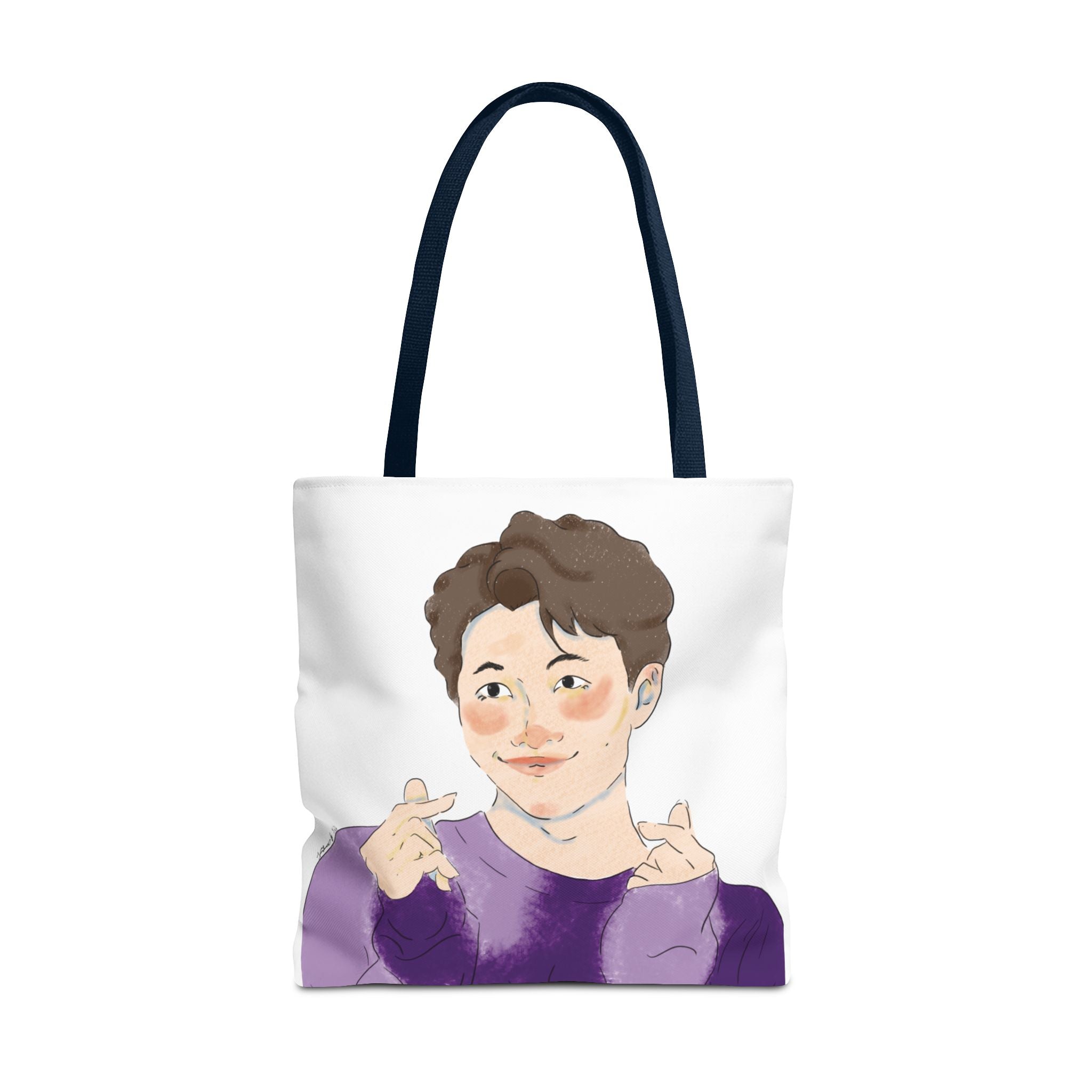 Namjoon Hand-Heart Portrait Tote Bag — Illustrated K-Drama Style Fan Tote